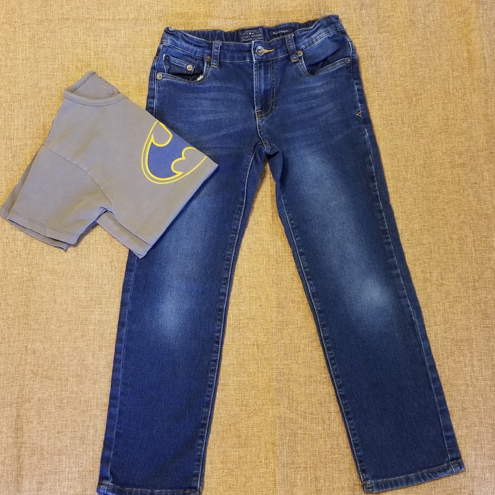 Boys lucky brand jeans and soft vintage batman tee